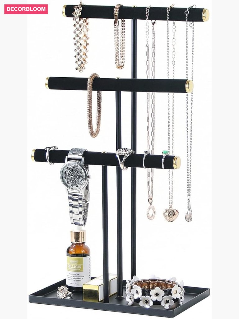 3Tier Velvet Jewelry Stand Organizer Display Necklace Bracelet Watch Holder